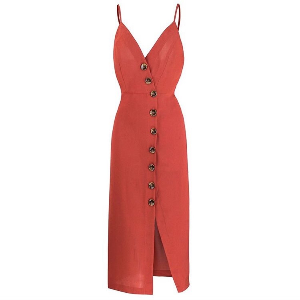 Button down rust dress